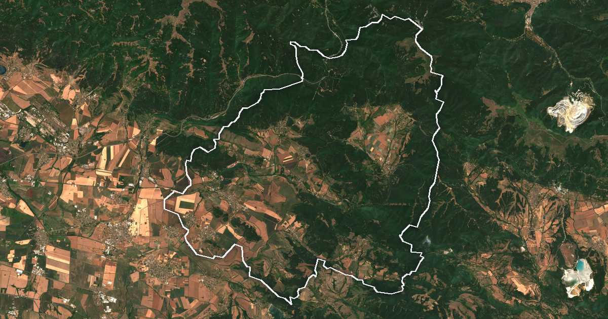Imagen de satélite con el límite trazado: Gorna Malina