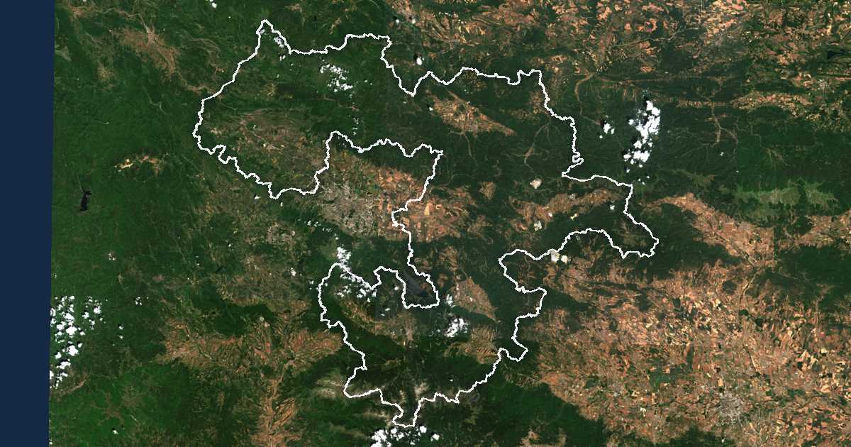 Imagen de satélite con el límite trazado: Sofía