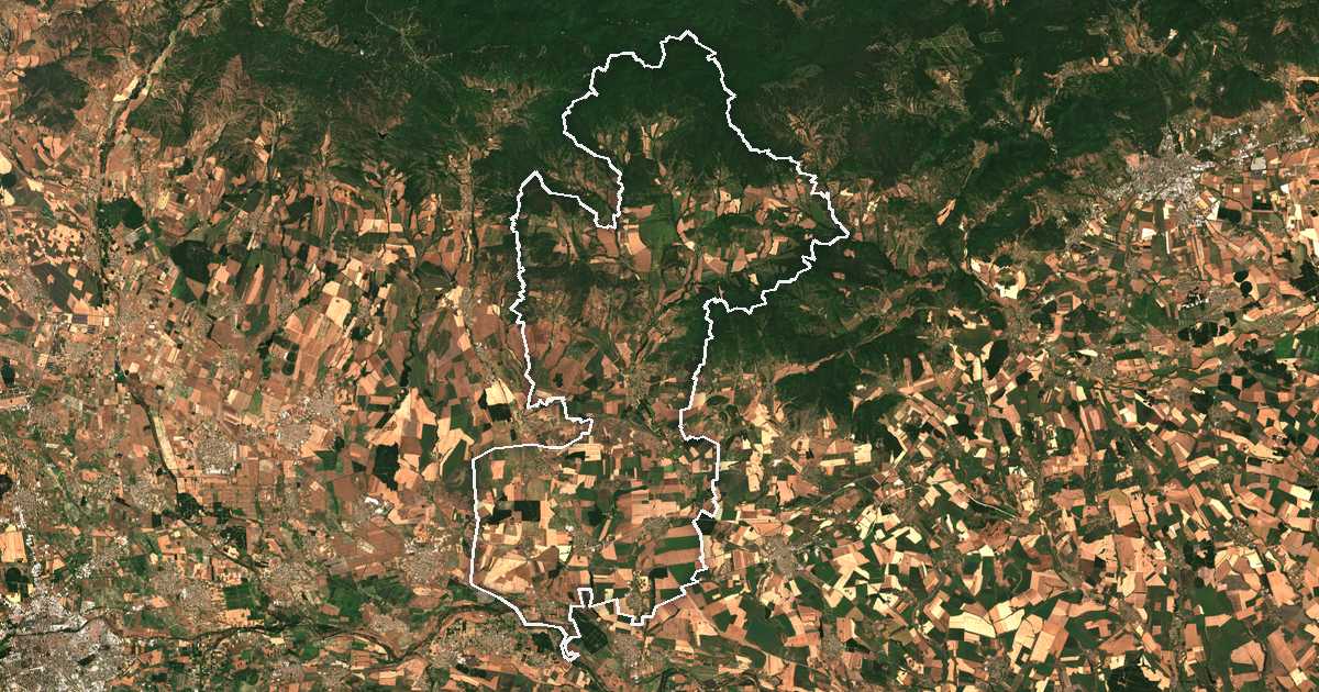 Imagen de satélite con el límite trazado: Bratja Daskalovi