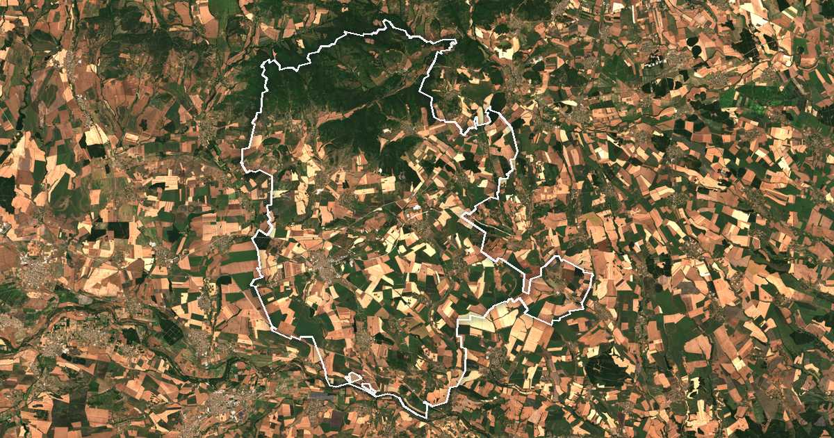 Imagen de satélite con el límite trazado: Čirpan
