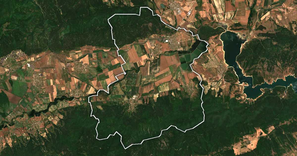 Imagen de satélite con el límite trazado: Nikolaevo