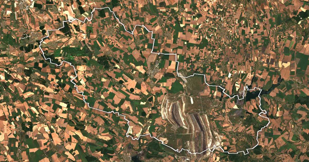 Imagen de satélite con el límite trazado: Radnevo