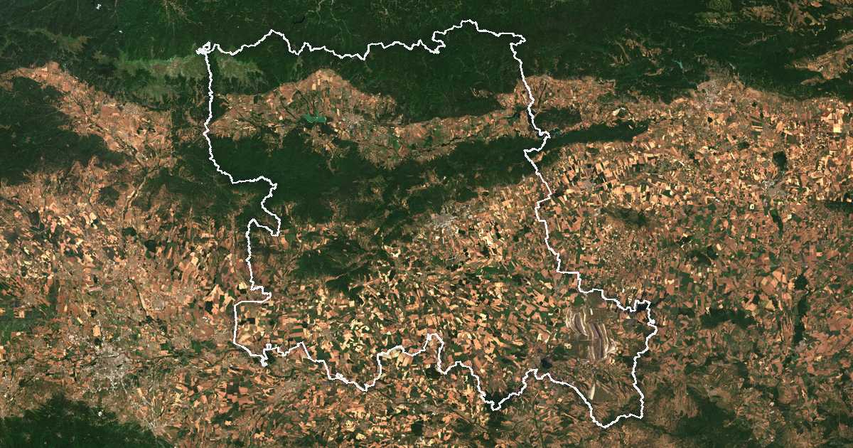 Imagen de satélite con el límite trazado: Stara Zagora