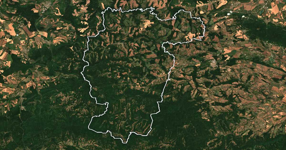 Imagen de satélite con el límite trazado: Antónovo
