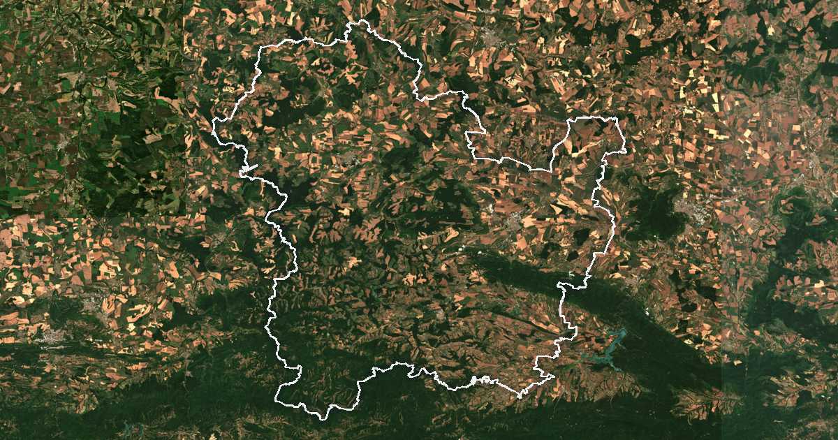 Imagen de satélite con el límite trazado: Targóvishte