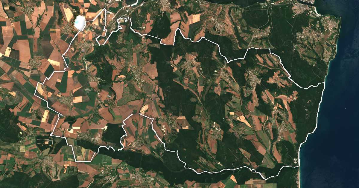 Imagen de satélite con el límite trazado: Avren