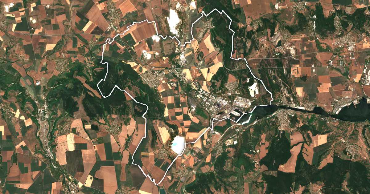 Imagen de satélite con el límite trazado: Devnya