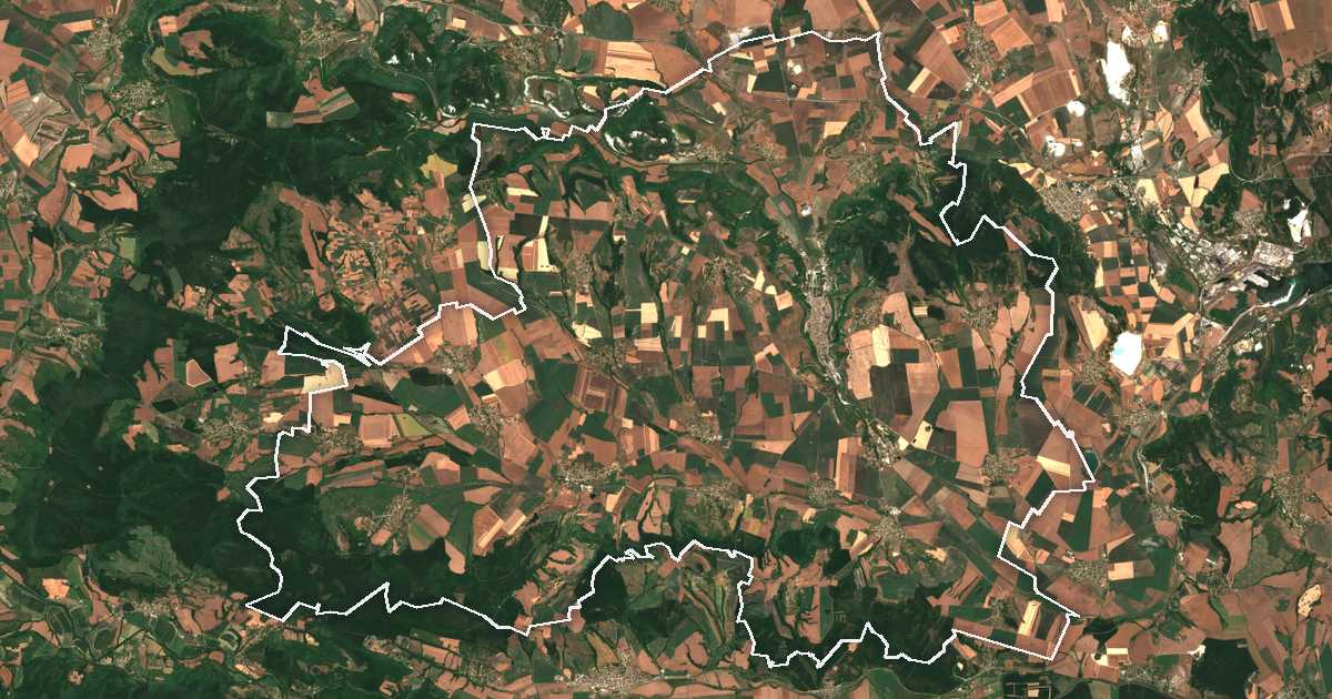 Imagen de satélite con el límite trazado: Provadia