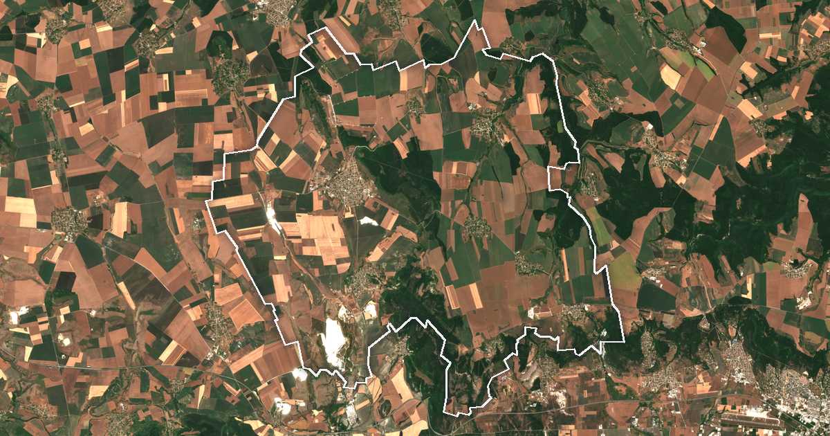 Imagen de satélite con el límite trazado: Suvorovo