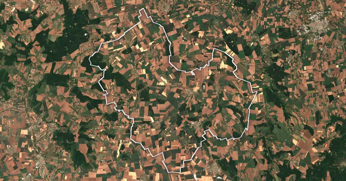 Imagen de satélite con el límite trazado: Valchi Dol