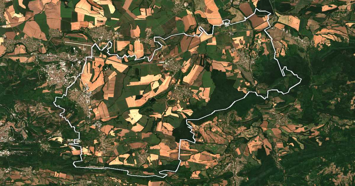 Imagen de satélite con el límite trazado: Ljaskovec