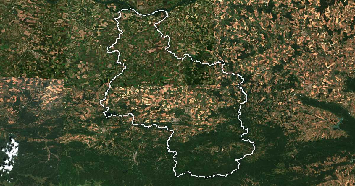 Imagen de satélite con el límite trazado: Veliko Tarnovo