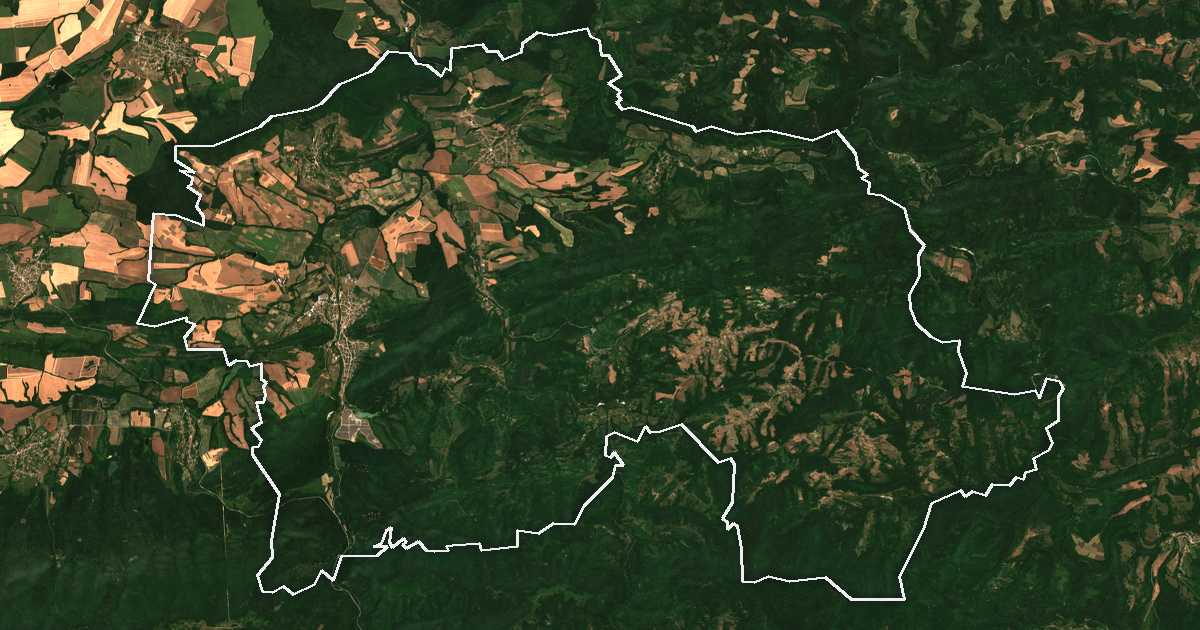 Imagen de satélite con el límite trazado: Zlatarica