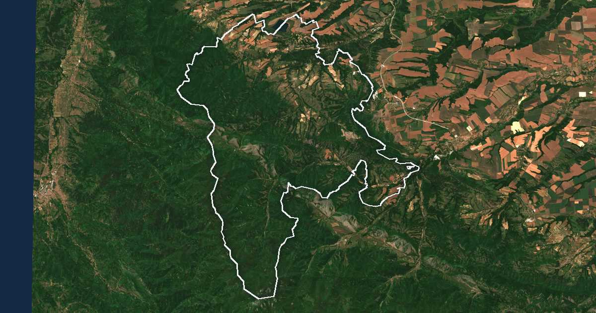 Imagen de satélite con el límite trazado: Belogradchik