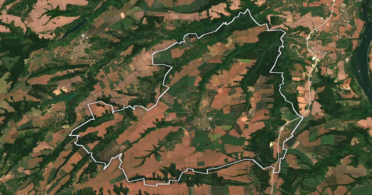 Imagen de satélite con el límite trazado: Gramada