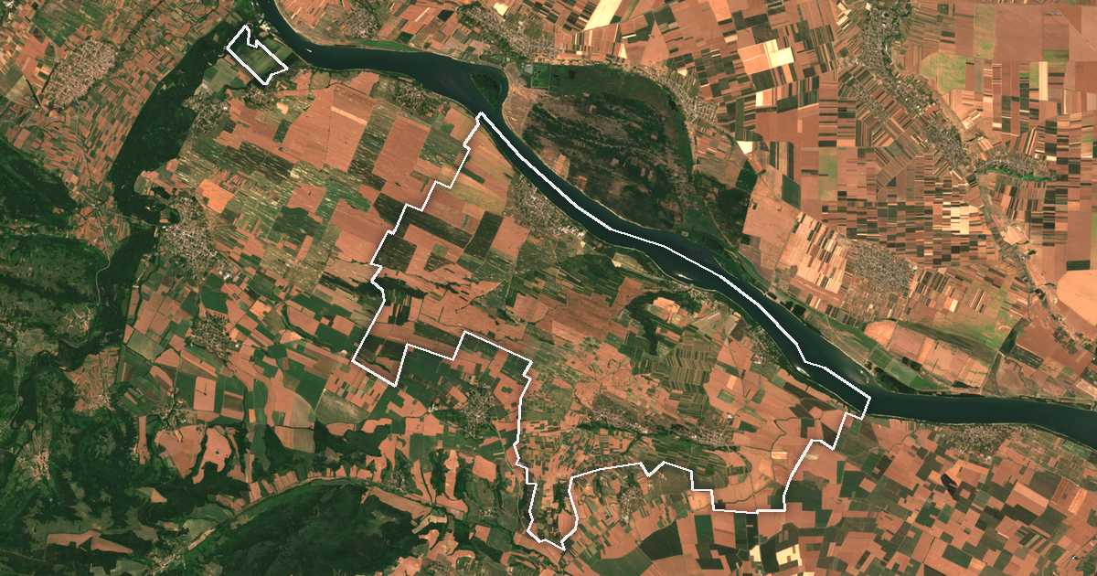 Imagen de satélite con el límite trazado: Novo Selo