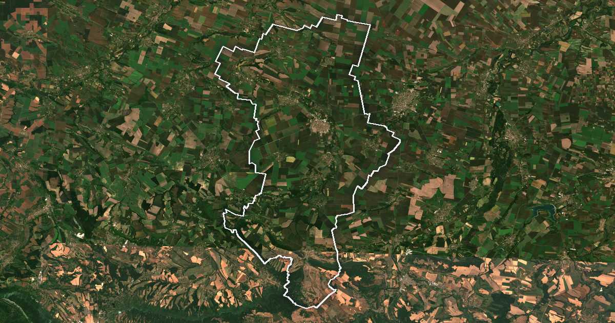 Imagen de satélite con el límite trazado: Biala Slátina