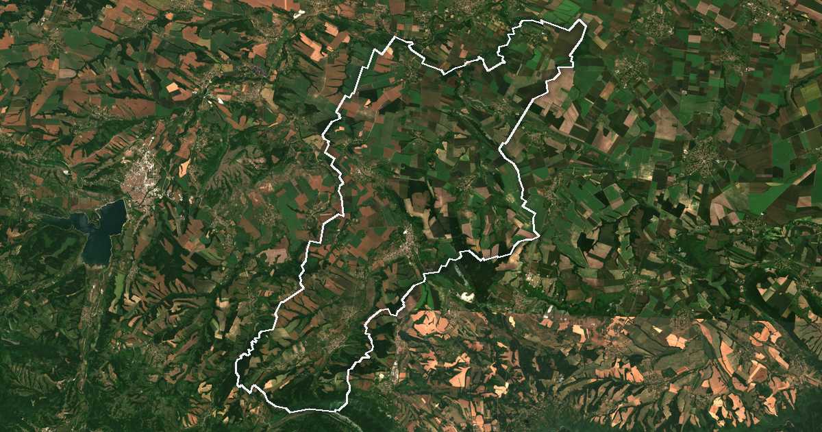 Imagen de satélite con el límite trazado: Krivodol