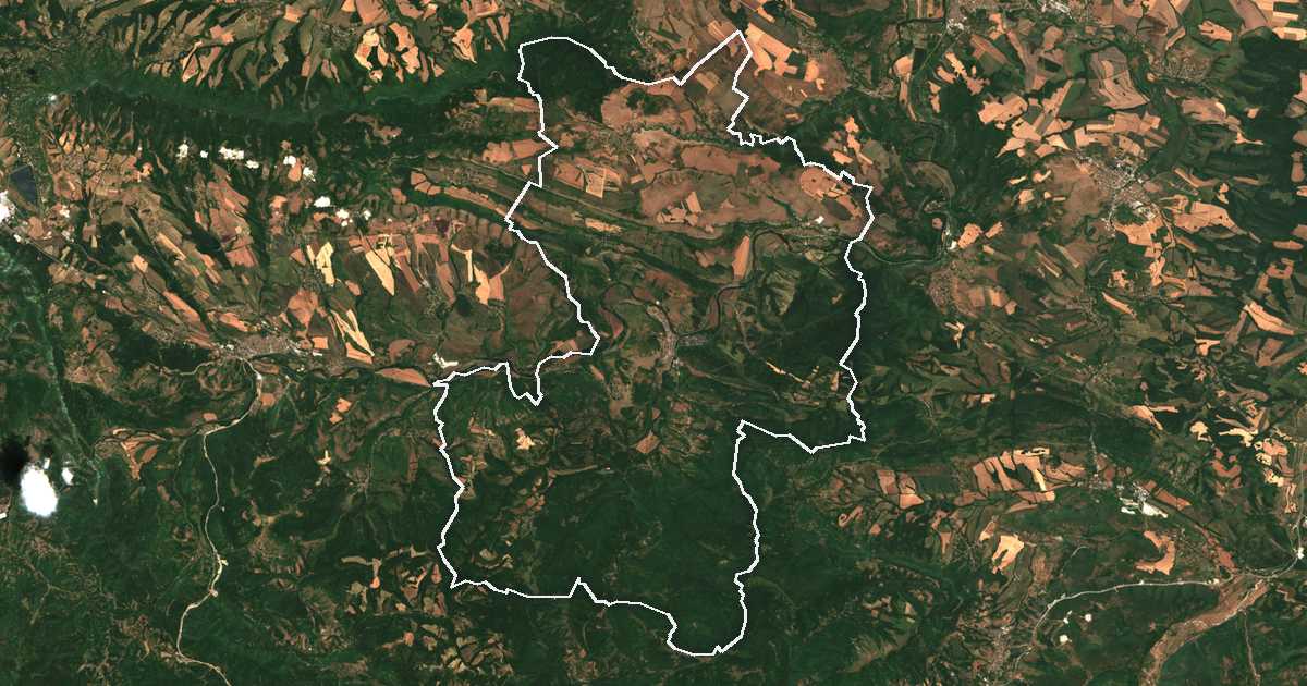 Imagen de satélite con el límite trazado: Roman