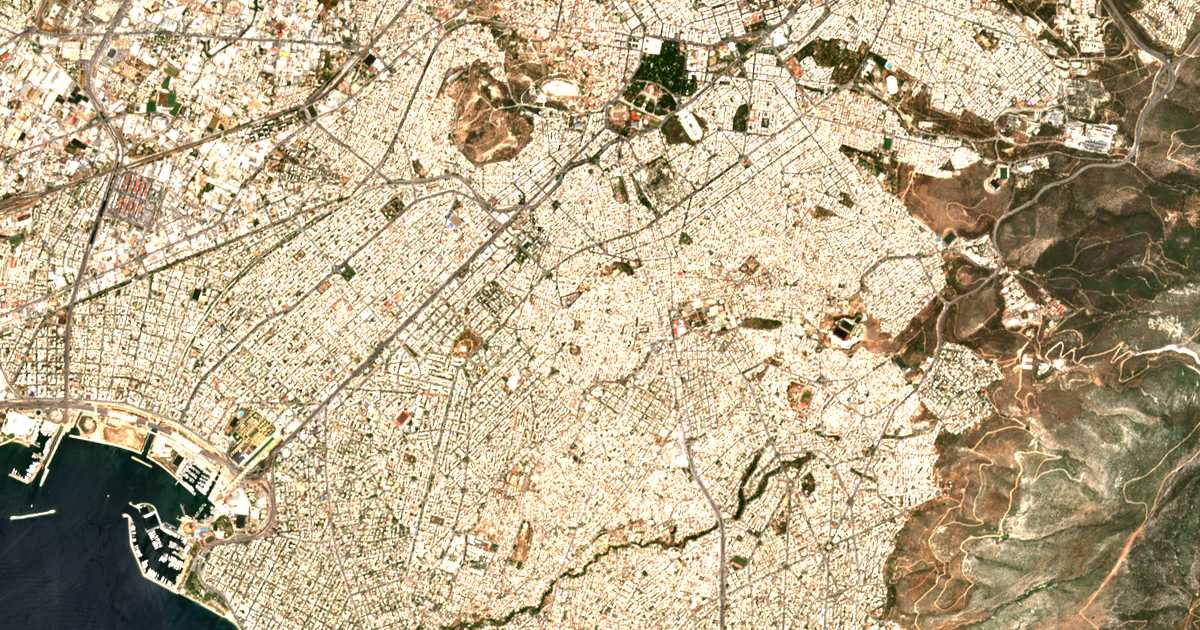 Mapa por satélite de Dáfni