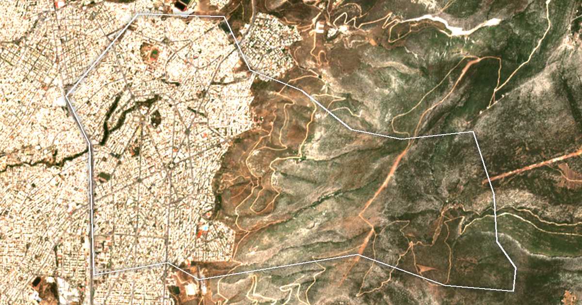 Imagen de satélite con el límite trazado: Heliópolis