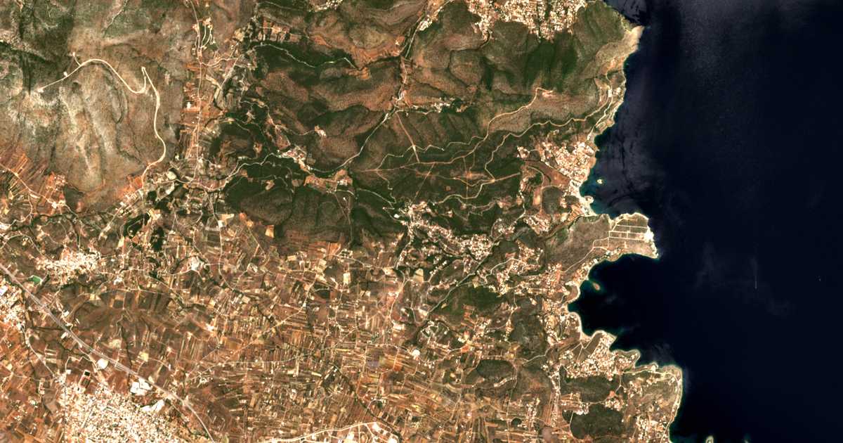 Mapa por satélite de Diónysos