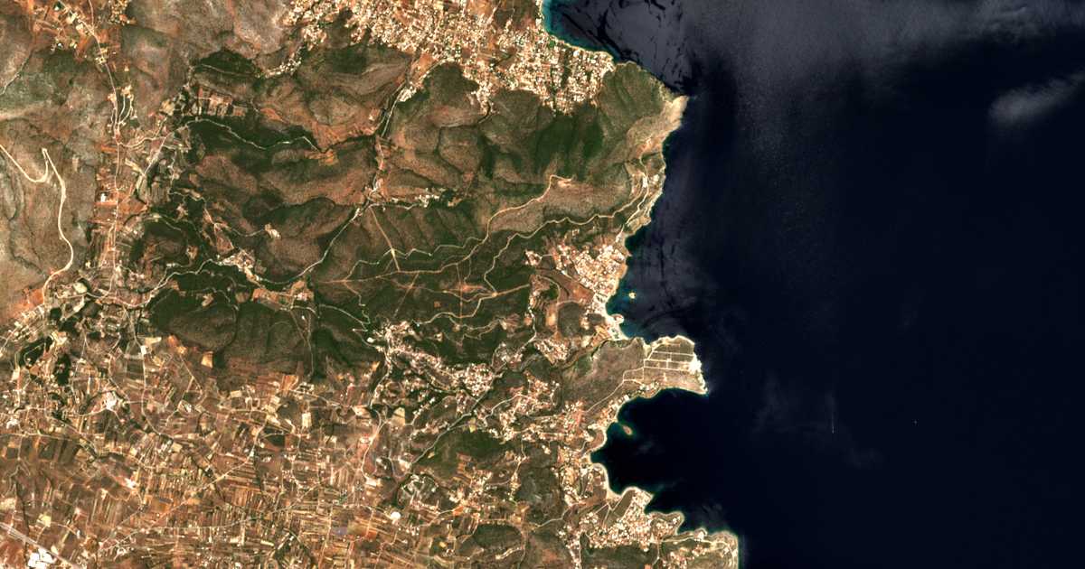 Mapa por satélite de Moní Kakís Thalássis