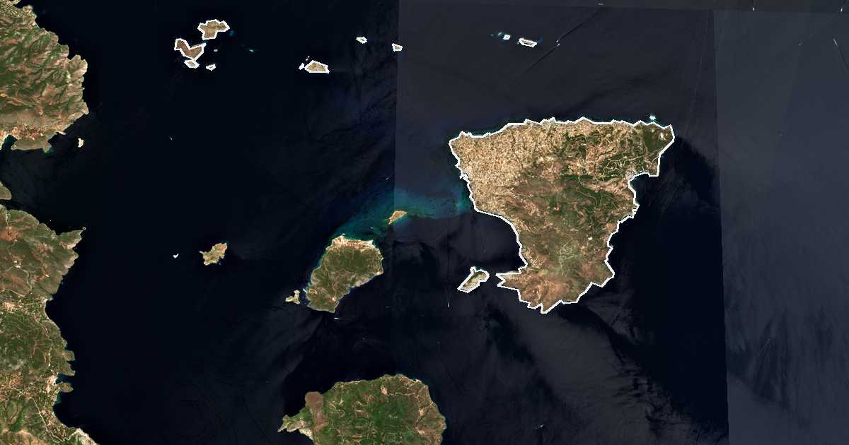 Imagen de satélite con el límite trazado: Egina