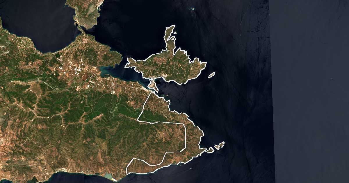 Imagen de satélite con el límite trazado: Poros
