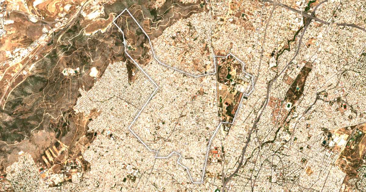 Imagen de satélite con el límite trazado: Ílion