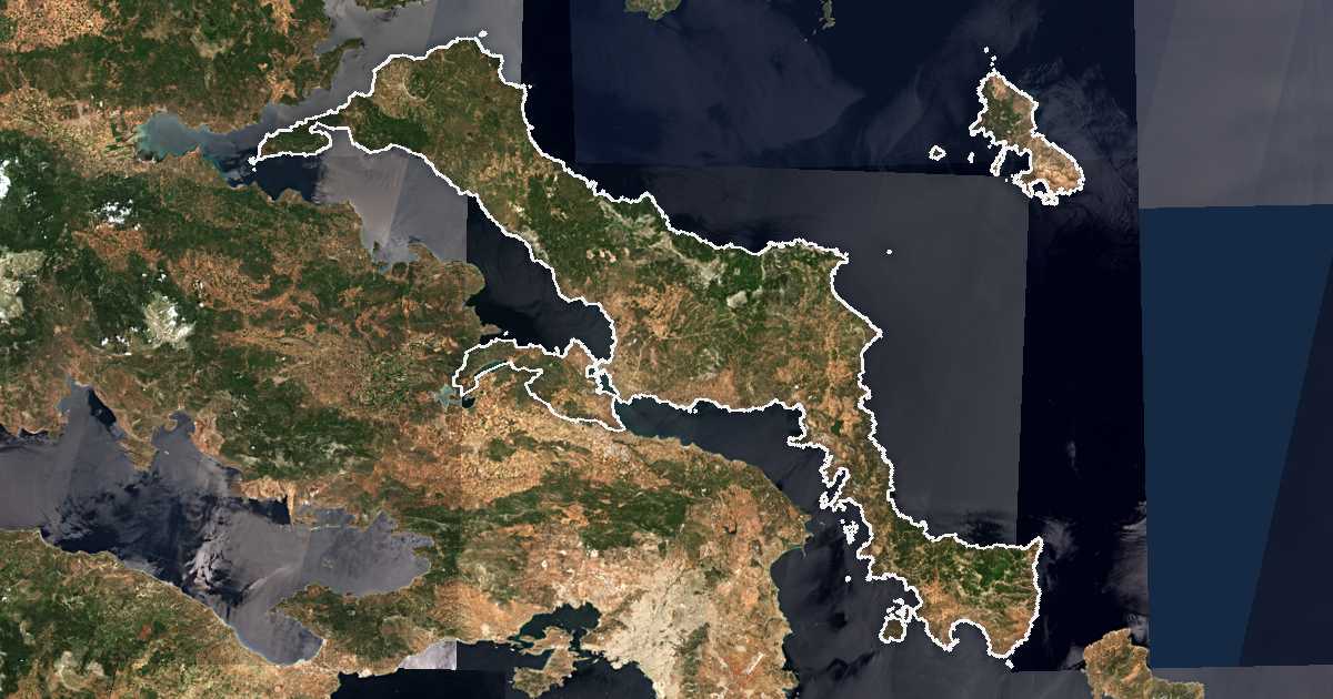 Imagen de satélite con el límite trazado: Unidad periférica de Eubea