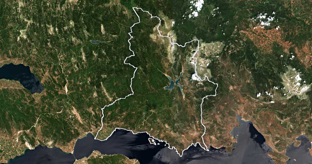 Imagen de satélite con el límite trazado: Dorida