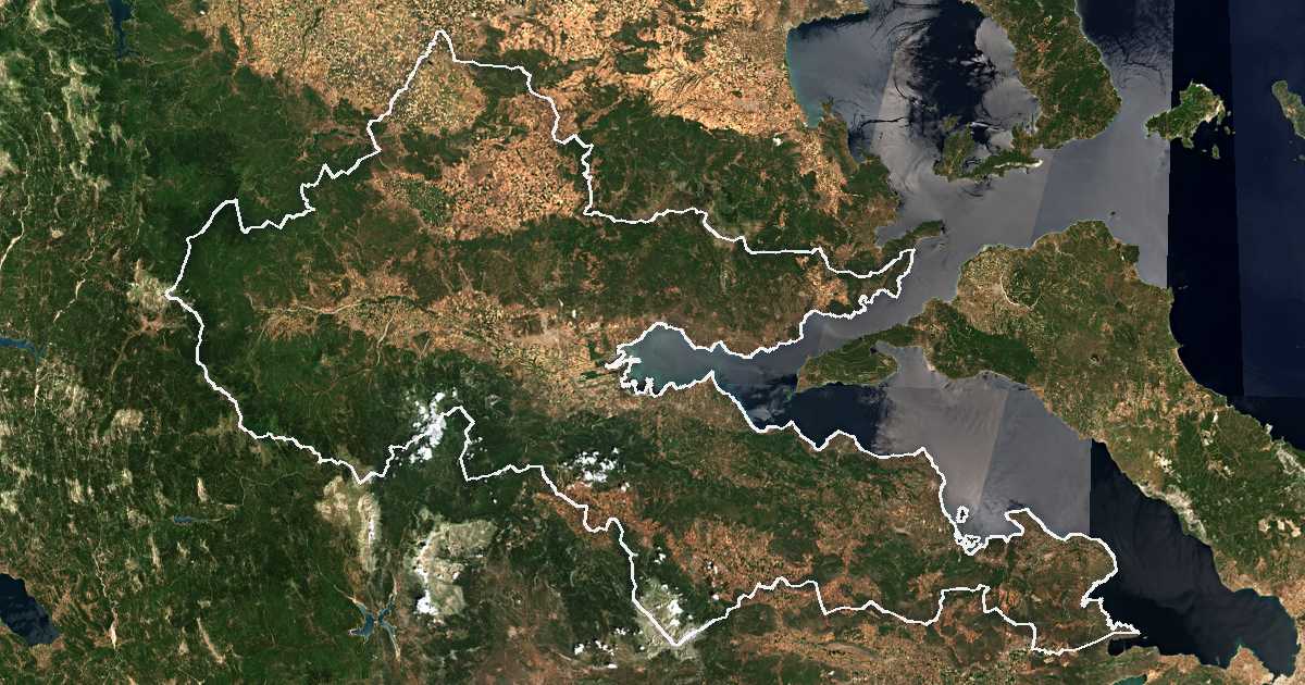 Imagen de satélite con el límite trazado: Unidad periférica de Ftiótide