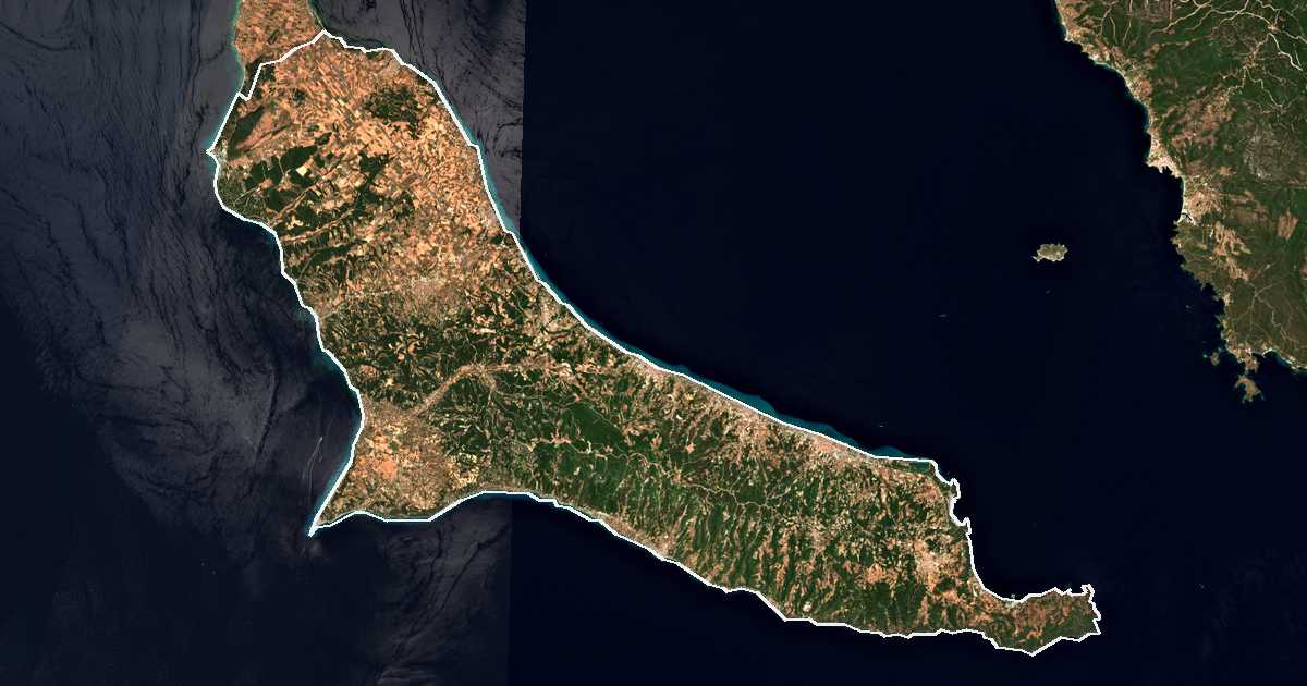 Imagen de satélite con el límite trazado: Kassandra