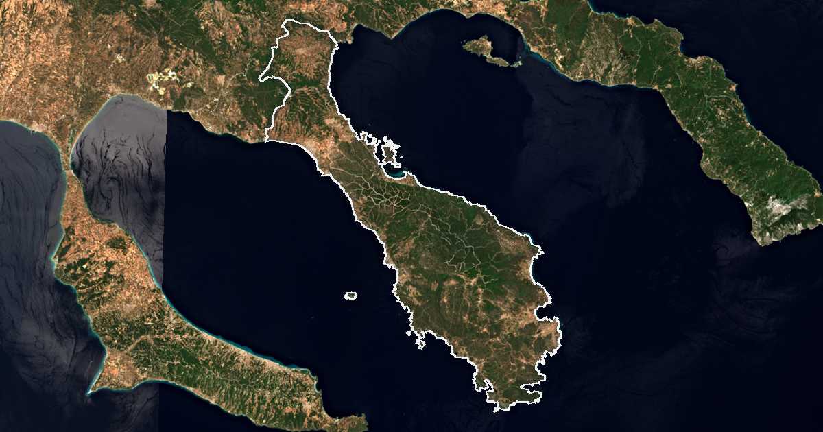 Imagen de satélite con el límite trazado: Dímos Sithonías