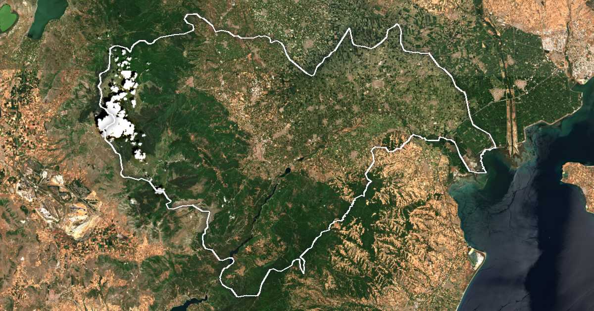 Imagen de satélite con el límite trazado: Unidad periférica de Emacia