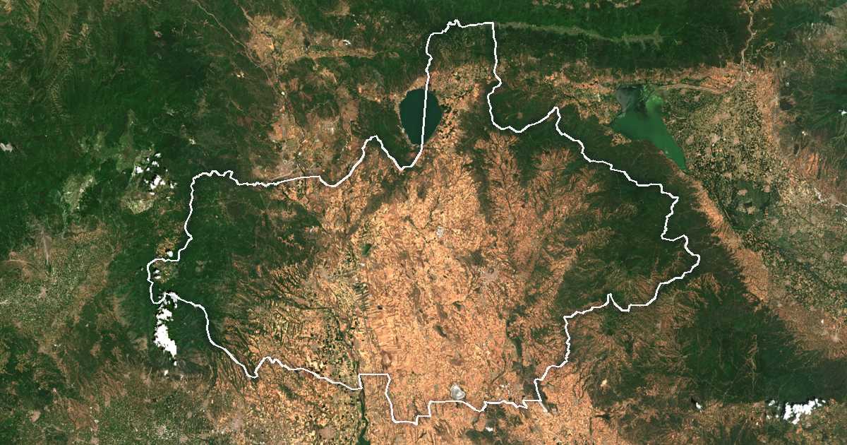 Imagen de satélite con el límite trazado: Unidad periférica de Kilkís