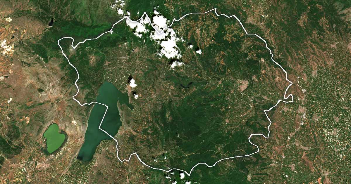 Imagen de satélite con el límite trazado: Edessa