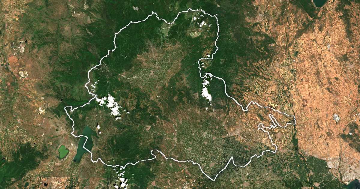 Imagen de satélite con el límite trazado: Unidad periférica de Pella
