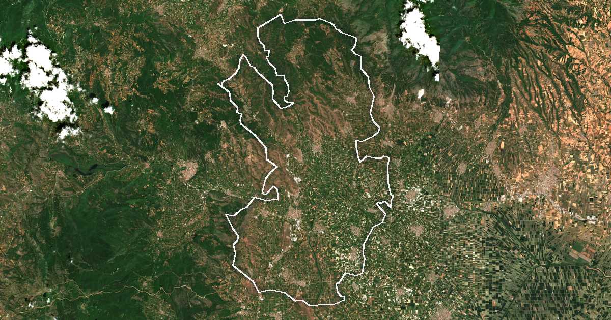 Imagen de satélite con el límite trazado: Skydra