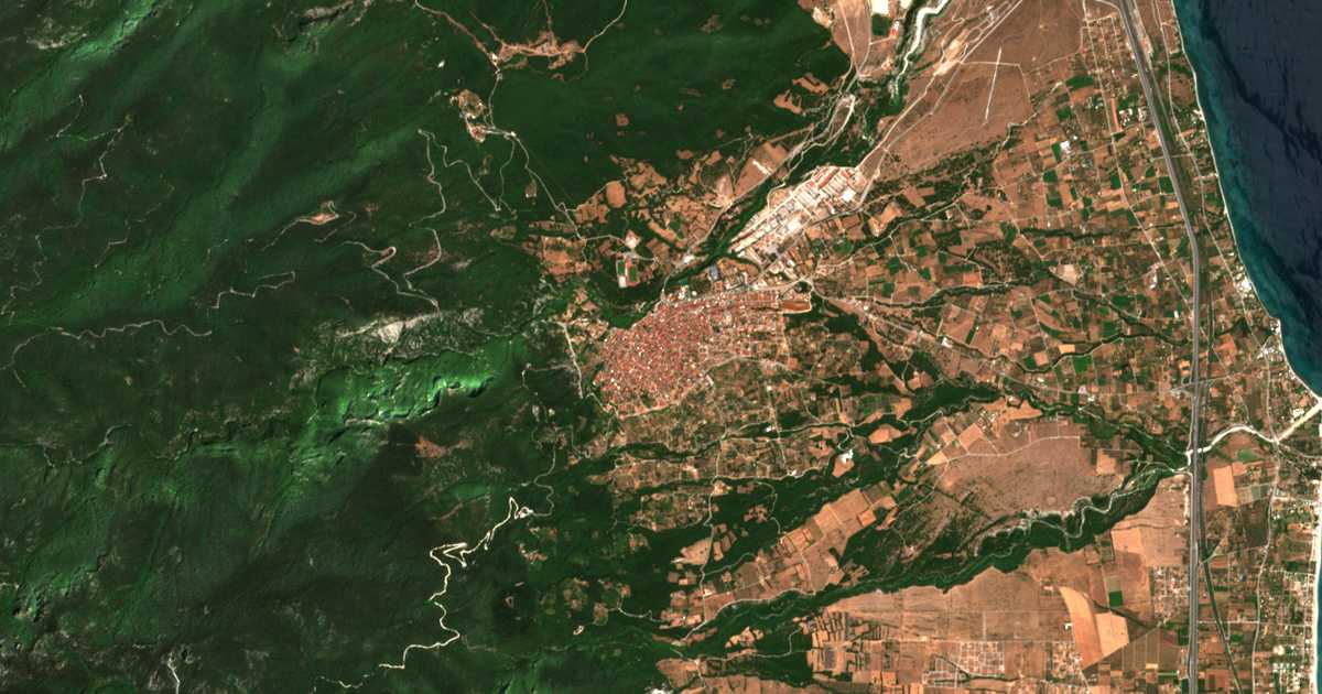 Mapa por satélite de Litóchoro