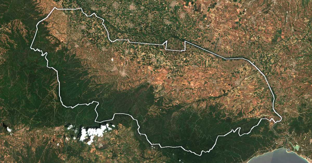 Imagen de satélite con el límite trazado: Visaltía