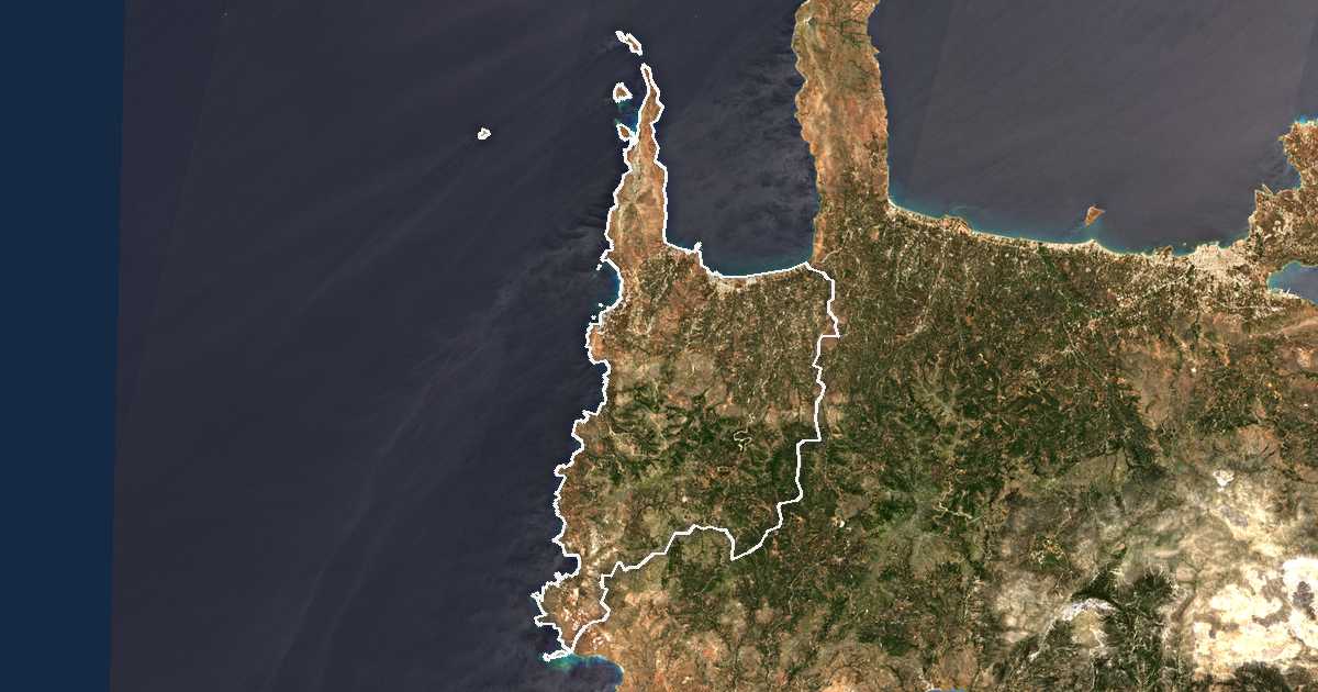 Imagen de satélite con el límite trazado: Kissamos