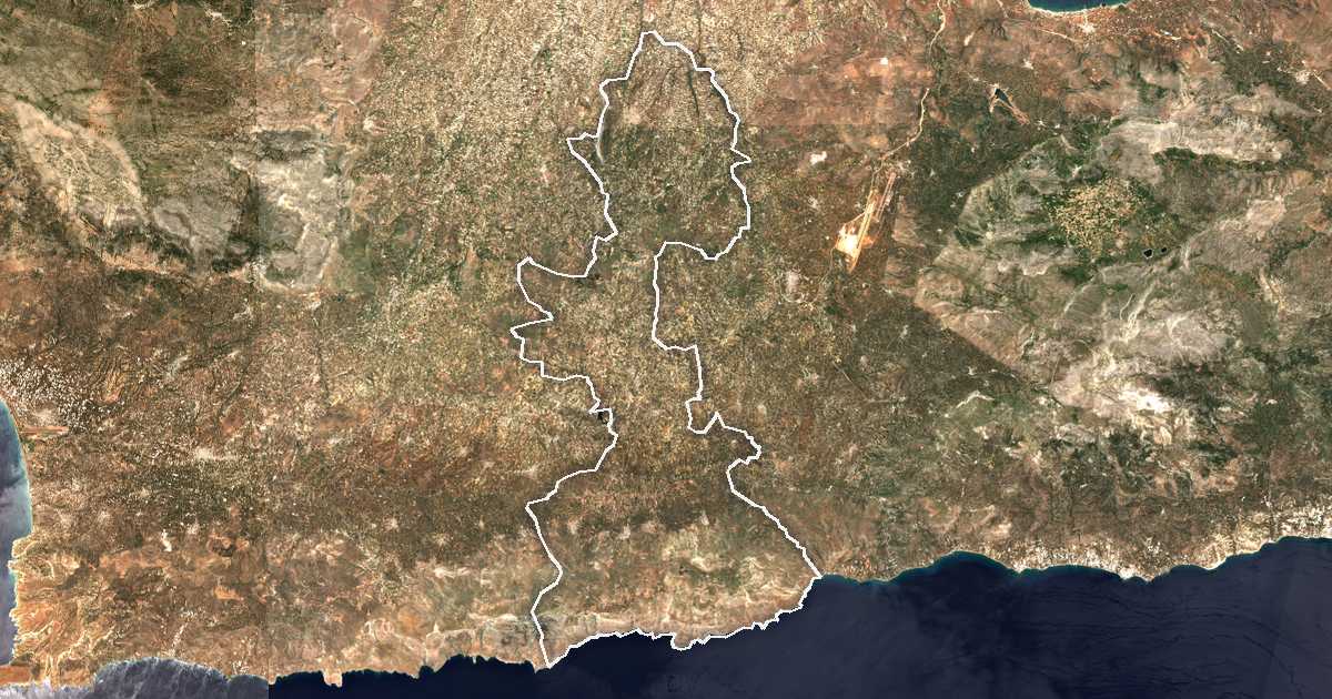 Imagen de satélite con el límite trazado: Arjanes-Asterusia