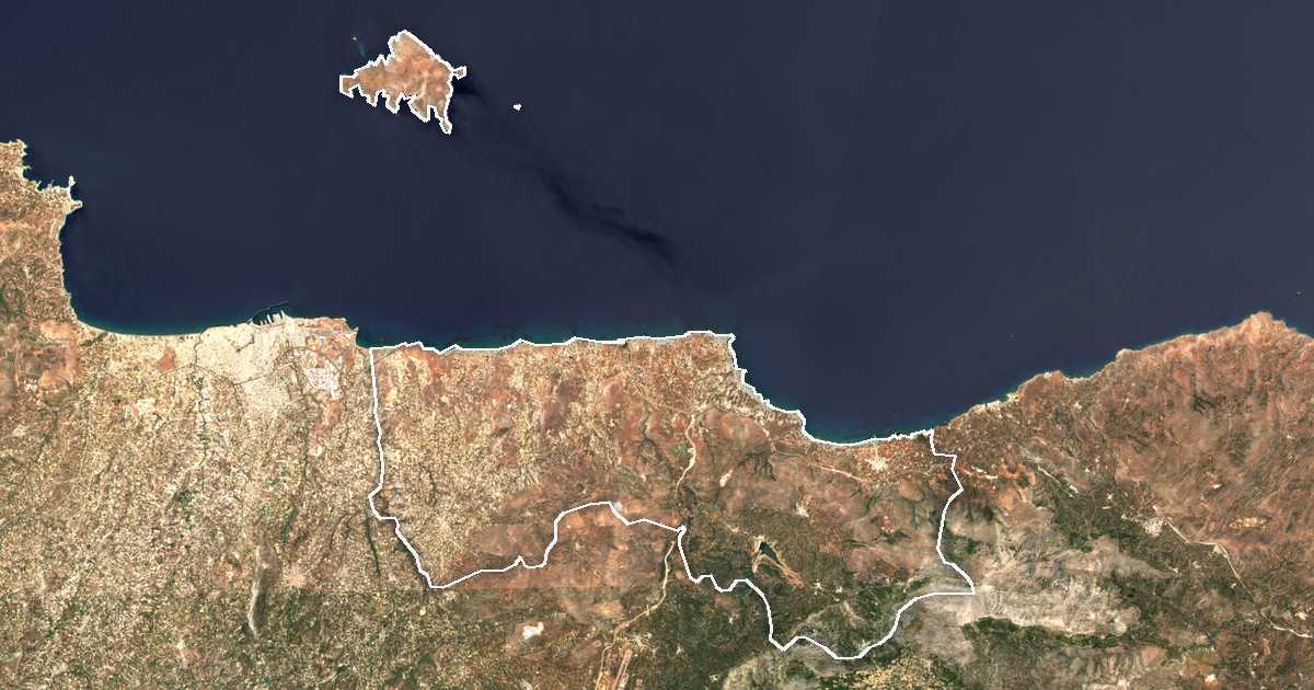 Imagen de satélite con el límite trazado: Chersonisos