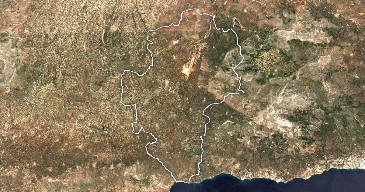 Imagen de satélite con el límite trazado: Minoa Pediada