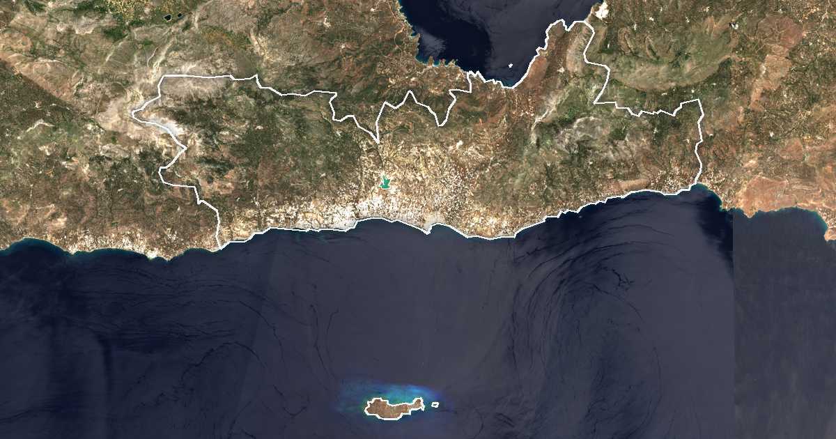 Imagen de satélite con el límite trazado: Ierapetra