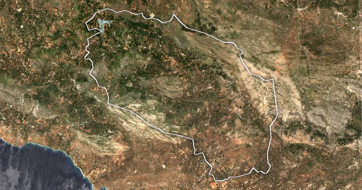 Imagen de satélite con el límite trazado: Amari