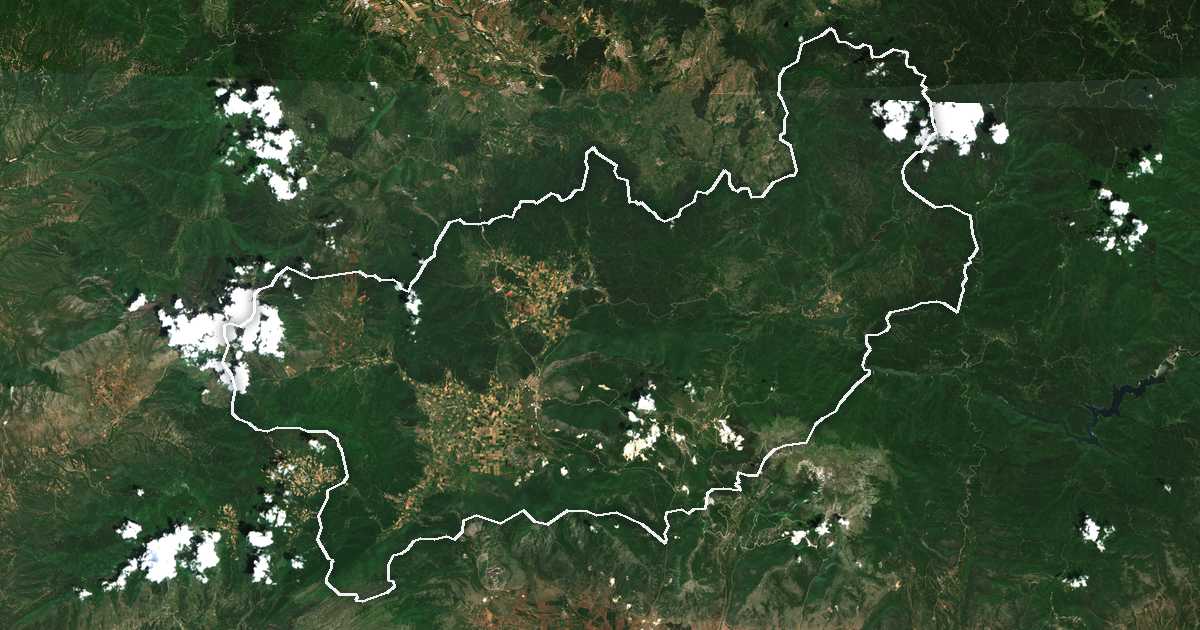 Imagen de satélite con el límite trazado: Kato Nevrokopi