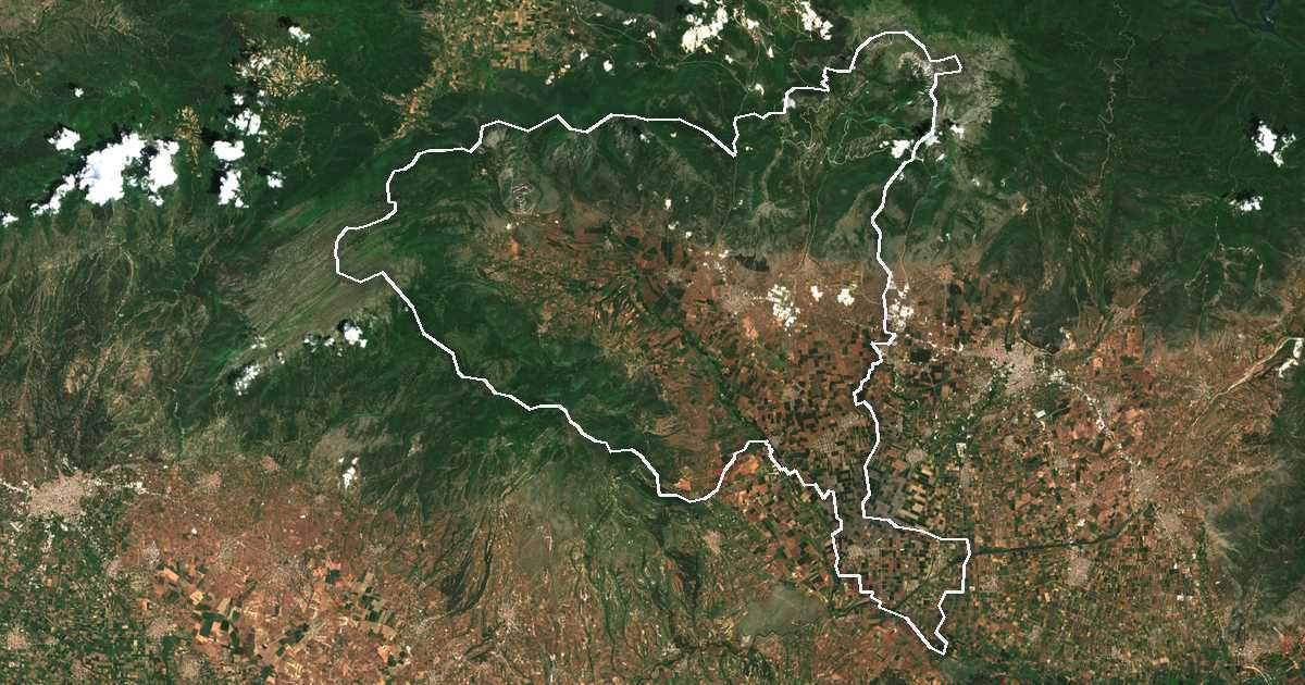 Imagen de satélite con el límite trazado: Prosotsani